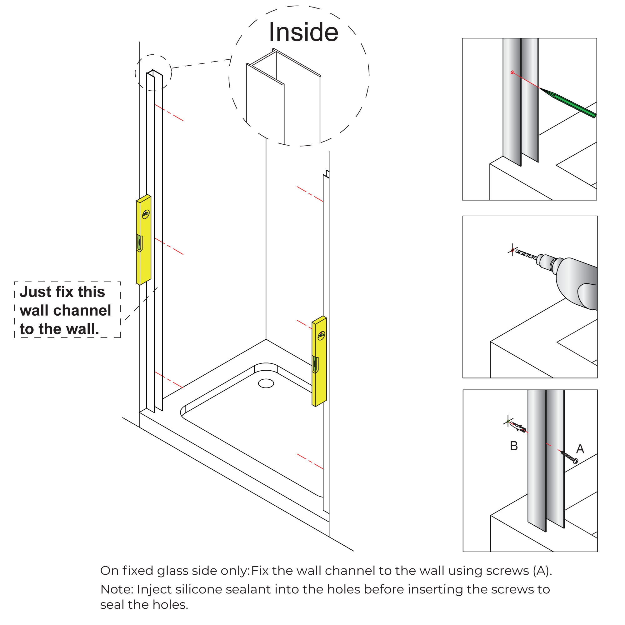 Installation Instructions For Designer Glass Aluminium Framed Rose Gold